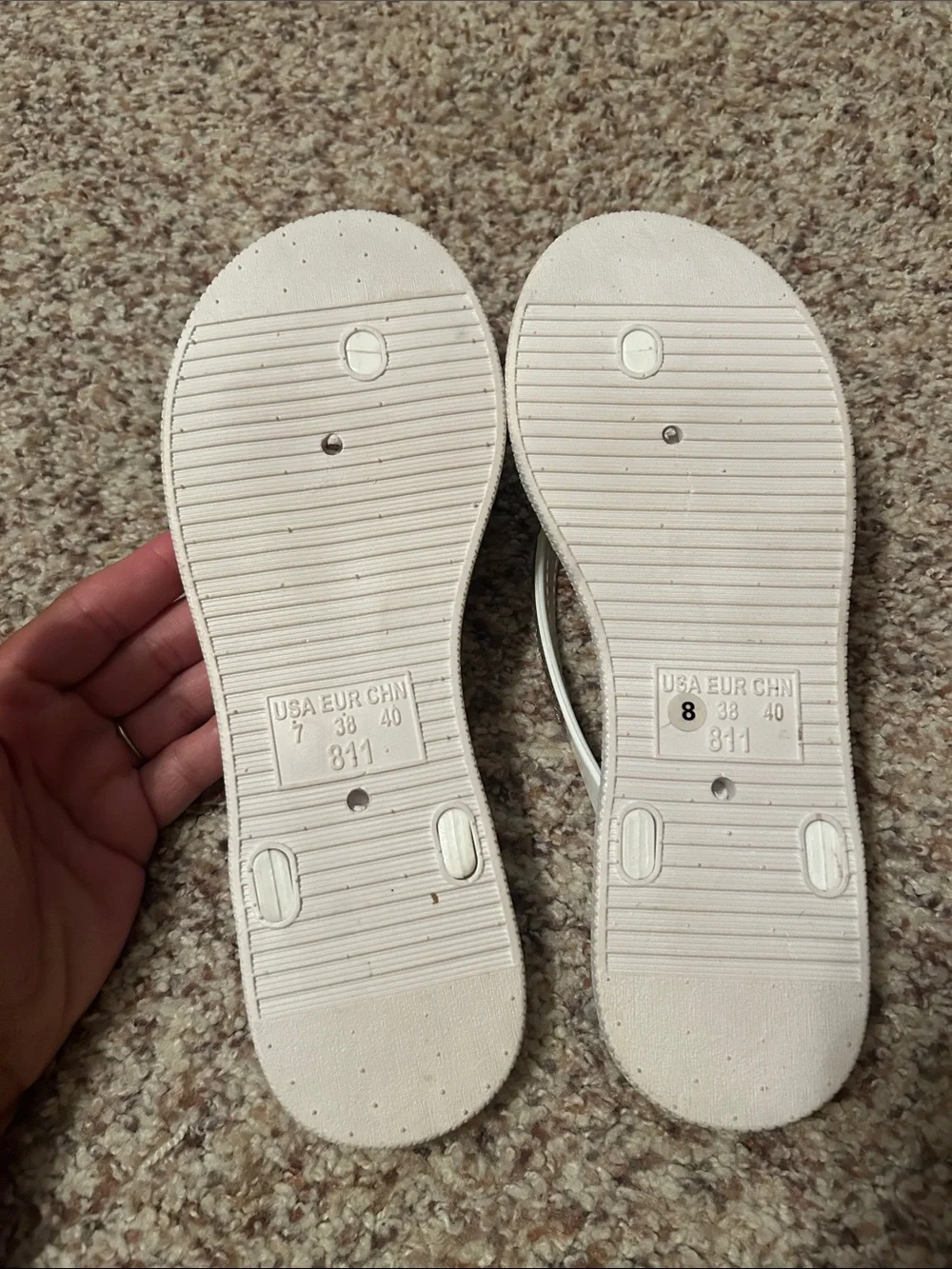 Kara USA white Rhinestone Thong Sandals with Silver Footbed